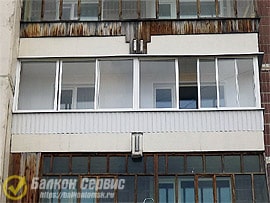 Остекление 6 метрового Г-образного балкона
